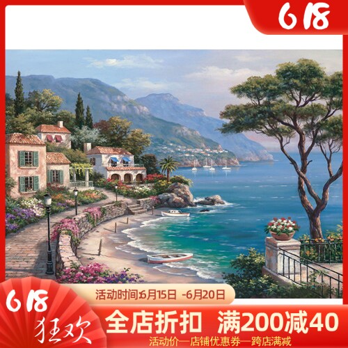 Precision printing France DMC Cross embroidered scenery world famous painting Oil painting Fairy House