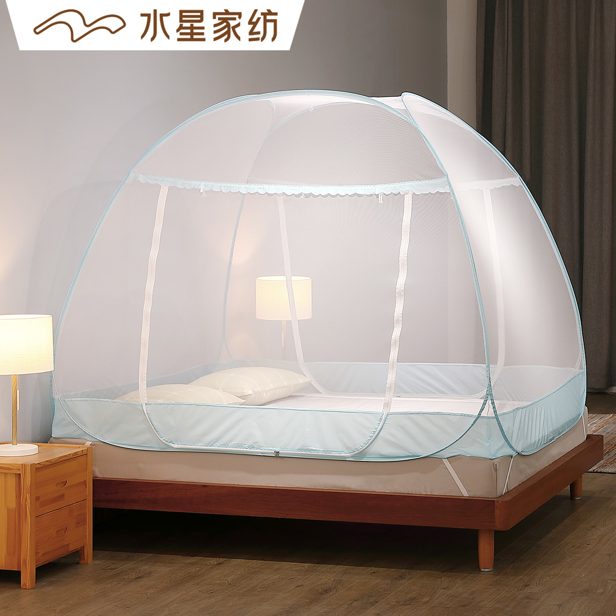 Mercury home textile yurt mosquito net household installation-free foldable single 1 8m bed 1 2m anti-fall 1 5 grain account