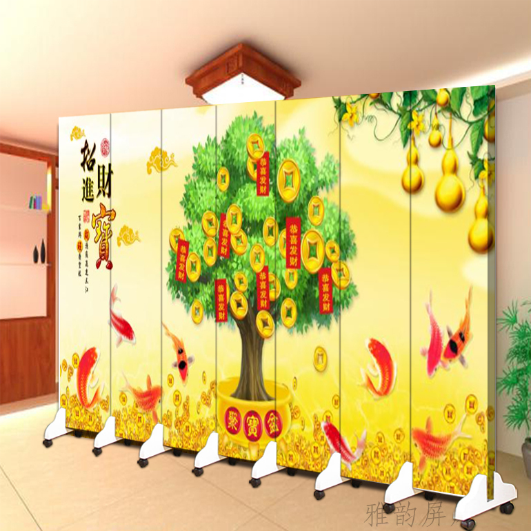 Money Tree Screen Partition for Living Room, Foldable and Movable, Fortune Tree, Money Tree, Feng Shui Home Decoration