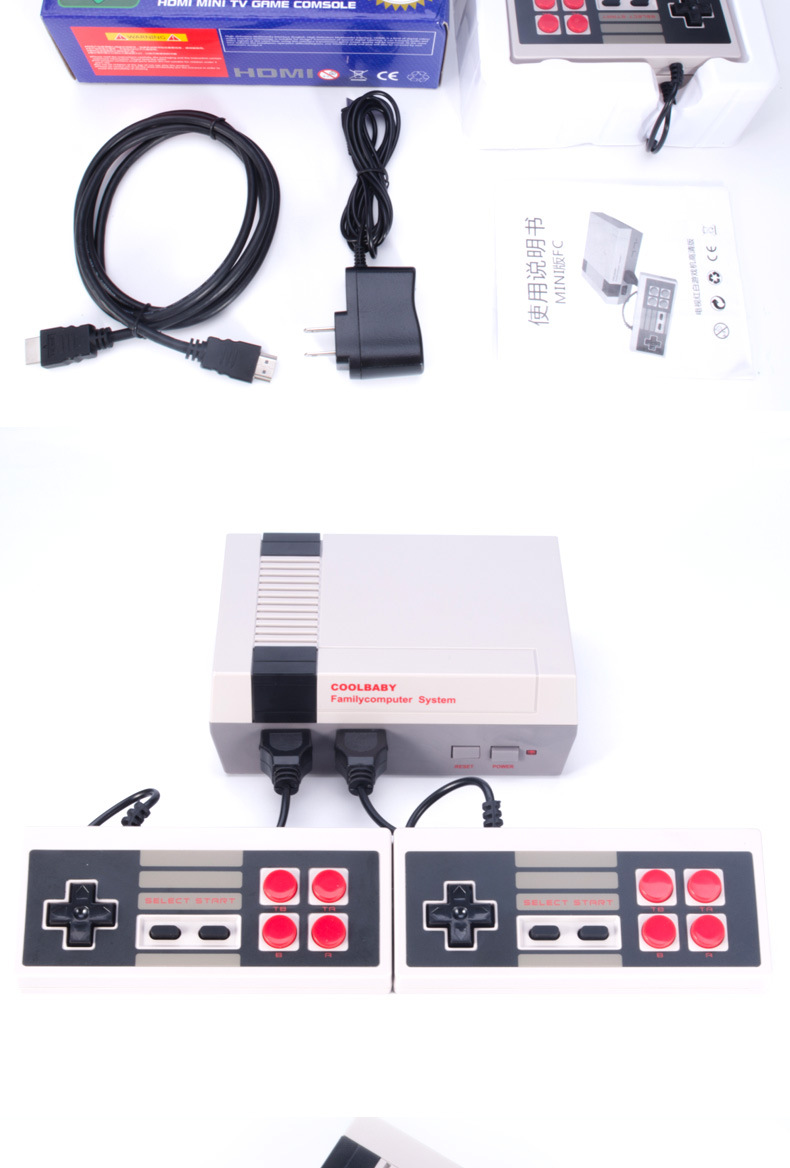 Bảng điều khiển trò chơi NES Nintendo phiên bản hoài cổ mini HDMI HD đỏ và máy đôi chiến đấu tích hợp sẵn 600 trò chơi - Kiểm soát trò chơi tay cầm pc