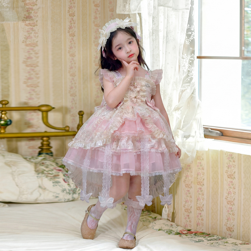 Girls' Summer Monet Garden Birthday Party Princess Dress 2026 Summer Outfit Baby Flower Girl Dress Lolita Puff Dress