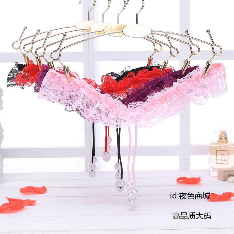 Plus size sexy underwear open crotch free massage pearl thong fat mm passion perspective Hot T pants