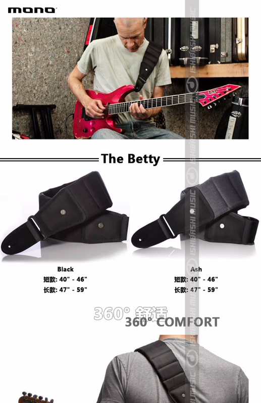 MONO M80 series BTY BLK / ASH mới dây đeo dày dặn guitar bass dây đeo đá cầu nhạc cụ - Phụ kiện nhạc cụ