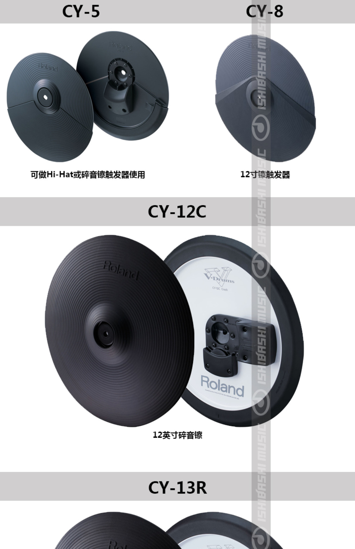Trống điện Roland CY5 / CY8 / CY12 / CY13 / CY14 / CY15 thêm nhạc cụ cầu đá cymbal - Nhạc cụ phương Tây trống điện tử roland
