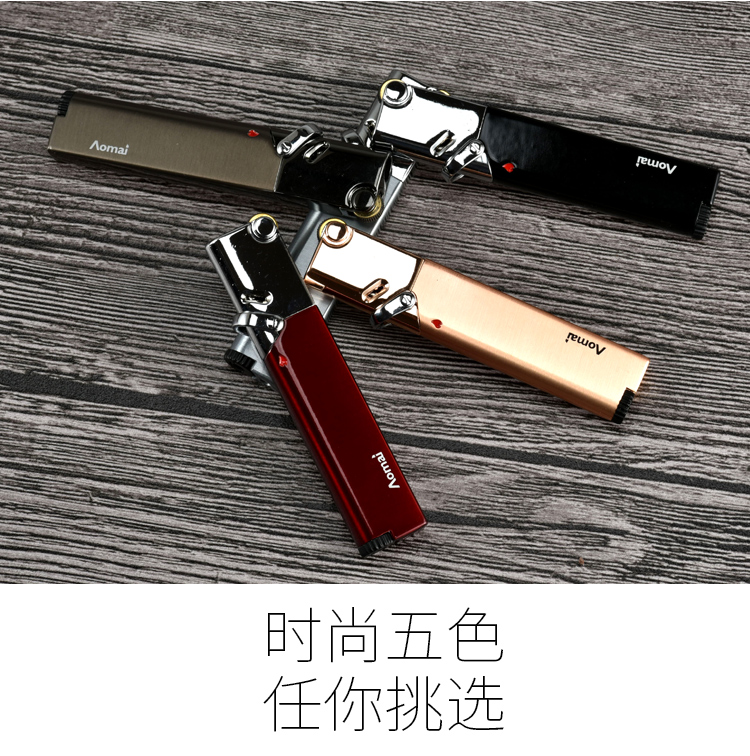 Windproof nhẹ thẳng vào bánh xe kim loại bơm xì gà hàn xì siêu mỏng cá nhân tùy chỉnh chữ để gửi quà tặng bạn trai bật lửa clipper