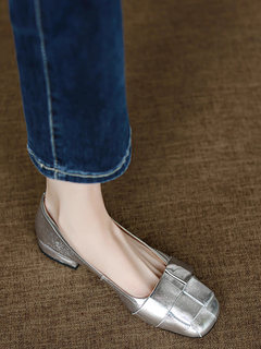 Italy Corso Venezia~ Woven Square-Toe Slip-On Shallow Shoes for Women, New Slimming Flat Shoes