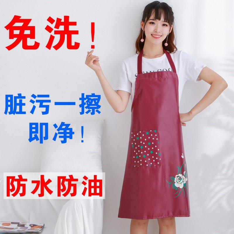 Art student painting long leather apron PU leather waterproof anti-smoke plastic increase adult wear-resistant aquatic special
