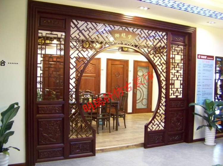 Dongyang Khắc Gỗ Gỗ Cổ Hoa Cửa Sổ Phân Vùng Màn Hình Trăng Cave Door Tầng Bìa TV Nền Tường Tùy Chỉnh