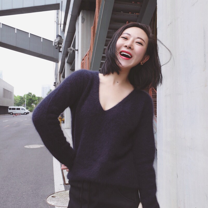 PENNYPENG 口碑非常好的 软糯轻暖 雾面紫貉子绒上衣  S08071特