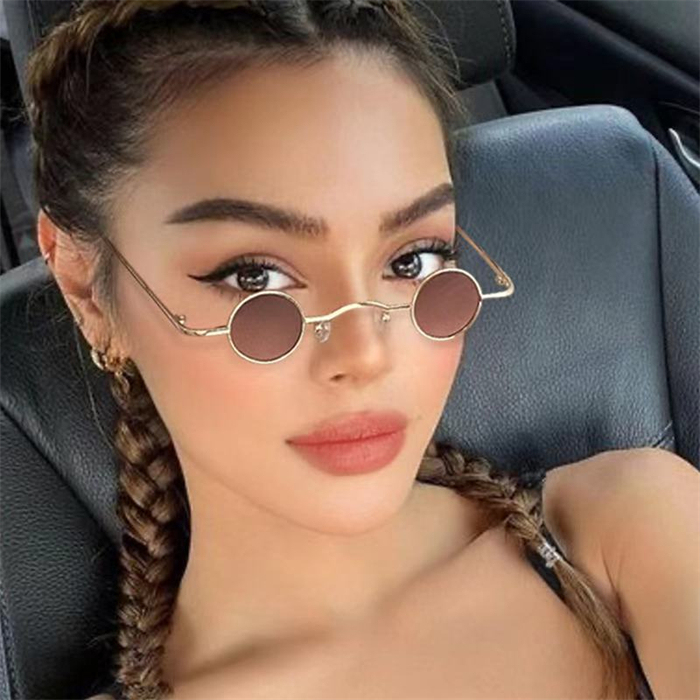 Tiktok Style Ultra-Small Mini Sunglasses for Men, Trendy ins Round Frame Retro Sunglasses for Women, Hip-Hop Polarized Round Glasses