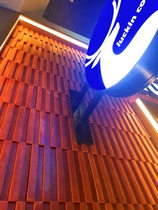 Brown cement clay brick grille catering door bakery background wall coffee bar 242*295