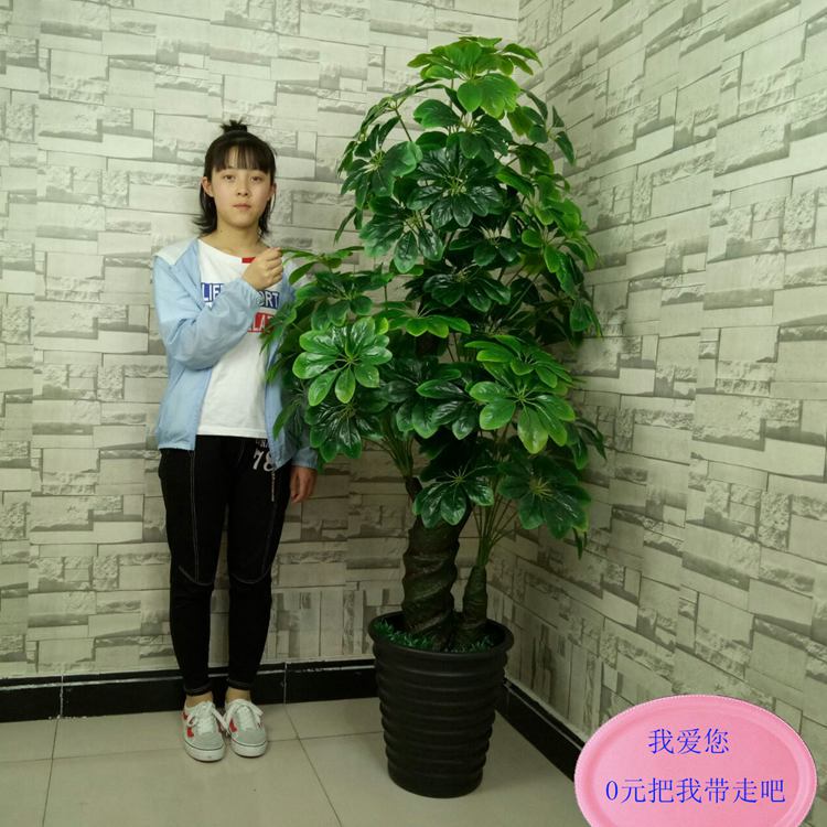 Fake Money Tree Artificial Fortune Plant Indoor Floor-Standing Potted Plant Large Living Room Bonsai Fake Flower Plastic Floral Decoration Green Plant