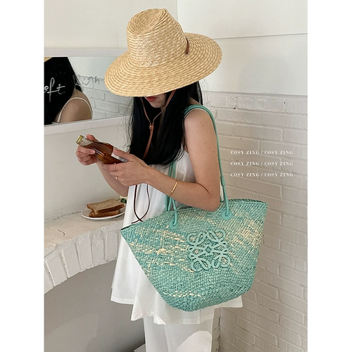 Летняя вместительная и большая сумка через плечо, пляжная соломенная барсетка, сумка на одно плечо