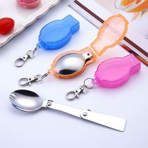 304 stainless steel folding fork spoon outdoor travel picnic portable tableware spoon salad spoon spoon rice spoon