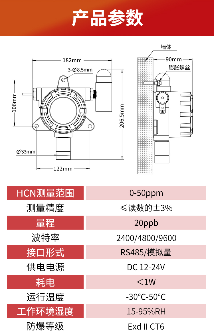 固定式氰化氢气体报警器