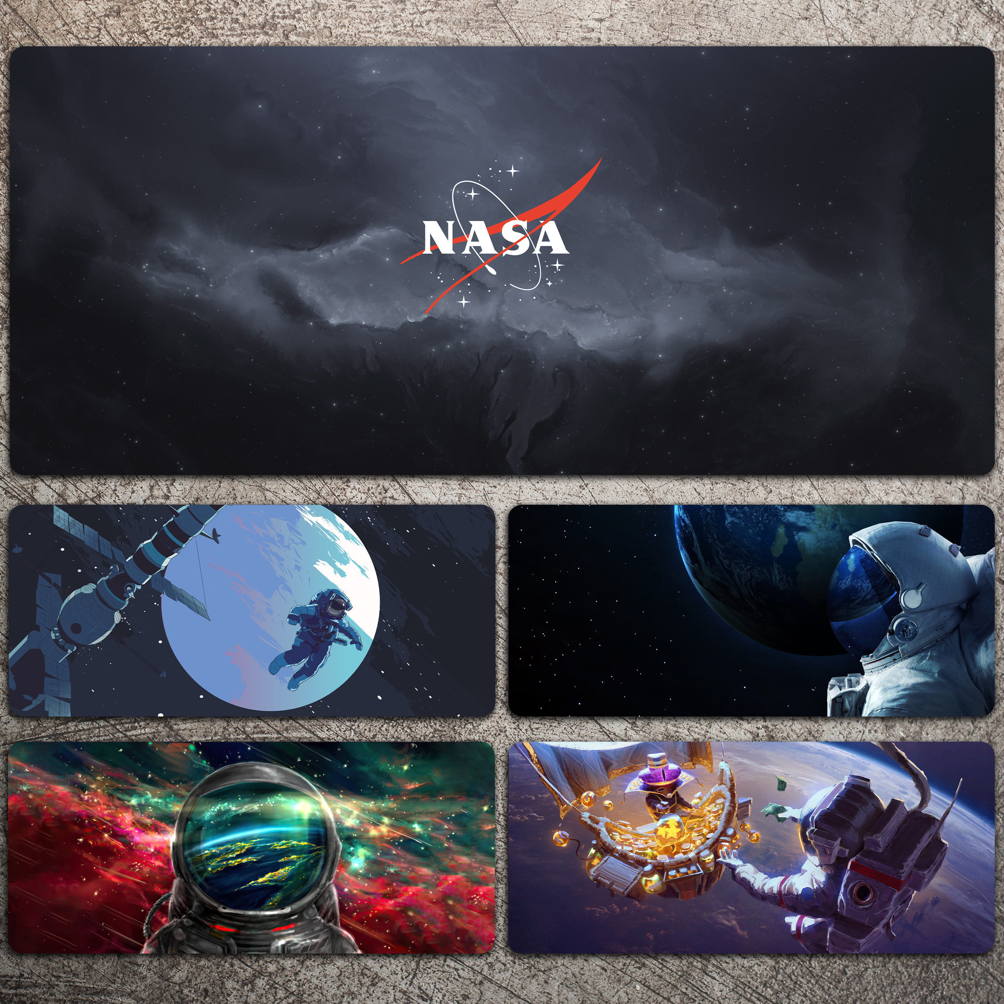 NASA Space Mouse Pad Ultra Large Lock Side Simple Astronaut Customized Creative Keyboard Pad Computer Desk Pad