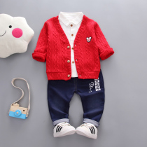 Male baby childrens suit 0 Korean version of foreign childrens clothing spring and autumn new 3 baby childrens clothes three-piece set 1-5 years old