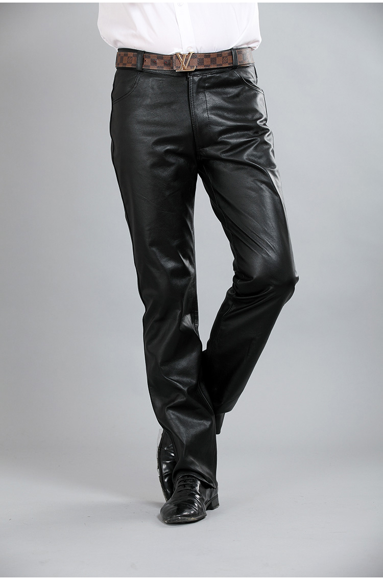 Pantalon cuir homme droit peau de chèvre pour automne - Ref 1494707 Image 19