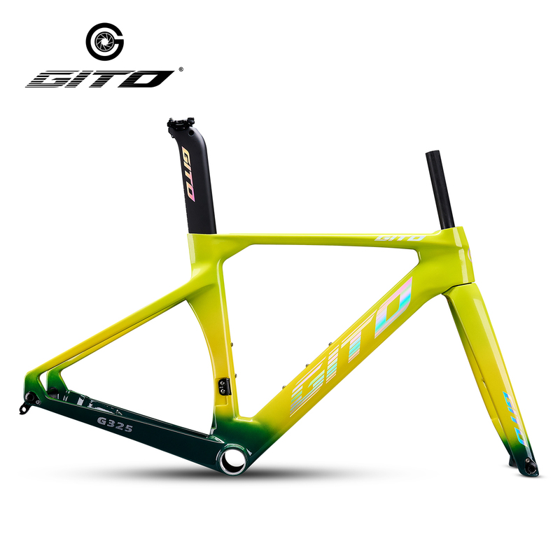 Jietuo Gito Carbon Fiber Road Bike Frame for Adults and Students, Gradient Color, Lightweight, Endurance, Professional Cycling Carbon Frame Set