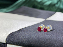 18K natural ruby diamond ear nail real red book simple autumn and winter New Years hundred and explosive ear
