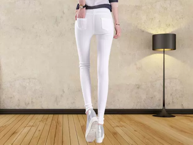 Quần legging dài nữ mặc mùa xuân và mùa thu cực dài eo cao màu đen size lớn quần lọt khe cao 175 - Quần tây thường