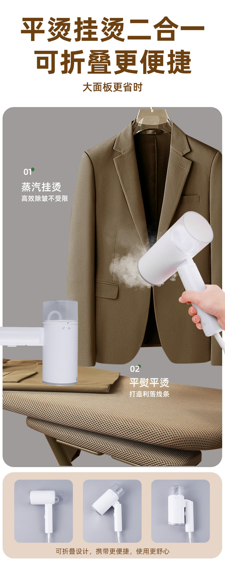 手持挂烫机小型电熨斗蒸汽烫斗家用烫衣机旅行折叠熨烫机机械式详情3