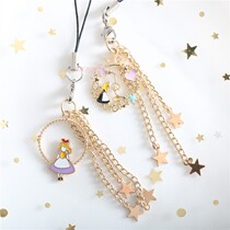Cartoon Alice Pentagram Stars Couple Mobile Phone Shell Chain Pendant Pendant Rope Ornaments for Girls and Girls