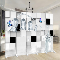 Nordic screen partition wall living room bedroom shielding simple modern mobile folding push pull simple solid wood office