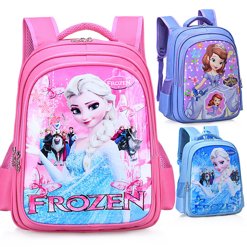 Schoolboy's bag for girls 1-3-6 grade girl cartoon children's school bag ice and snow chic girl double shoulder bag