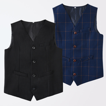 Boys suit vest Spring and Autumn Childrens middle and elementary school students perform vest British flower girl dress black horse clip