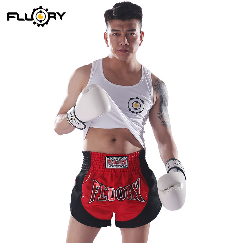 FLUORY fire barricades 2018 new boxing shorts for men and women red black mesh fabric casual Thai punches to beat and beat