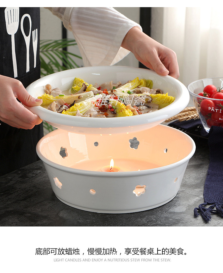 Nồi khô nến đun nóng bếp cách nhiệt món ăn món cá bát bát bát hộ gia đình khách sạn bộ đồ ăn mận gốm nồi lò dĩa nhỏ