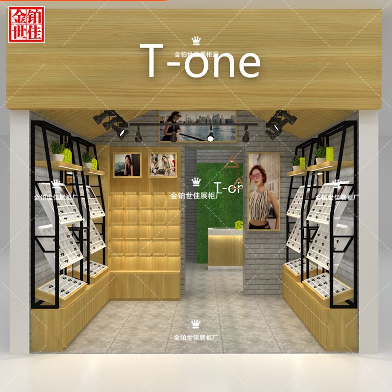 Boutique Glasses Shop Wood Grain Free of lacquered glasses Show cabinet Glasses Shelf shelves High cabinet Customized