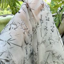 New Chinese style calligraphy font gradient yarn halo-dyed bamboo leaf double wrinkled cloth background decoration party semi-transparent clothing fabric