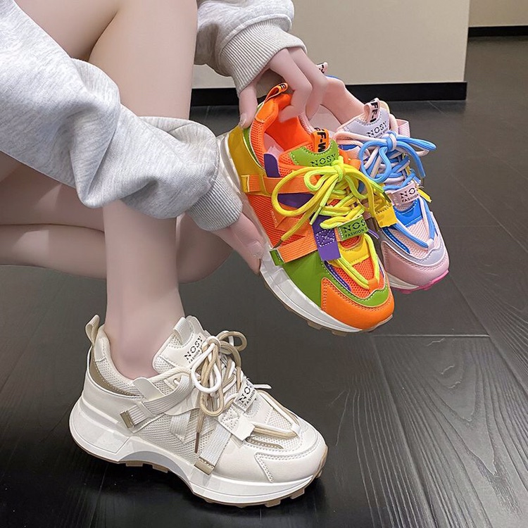 New Women's Shoes for Spring and Summer, Thick-Soled Mesh Breathable Dad Shoes, Women's Fashionable Versatile Casual Sports Shoes, Colorful Forrest Gump Shoes