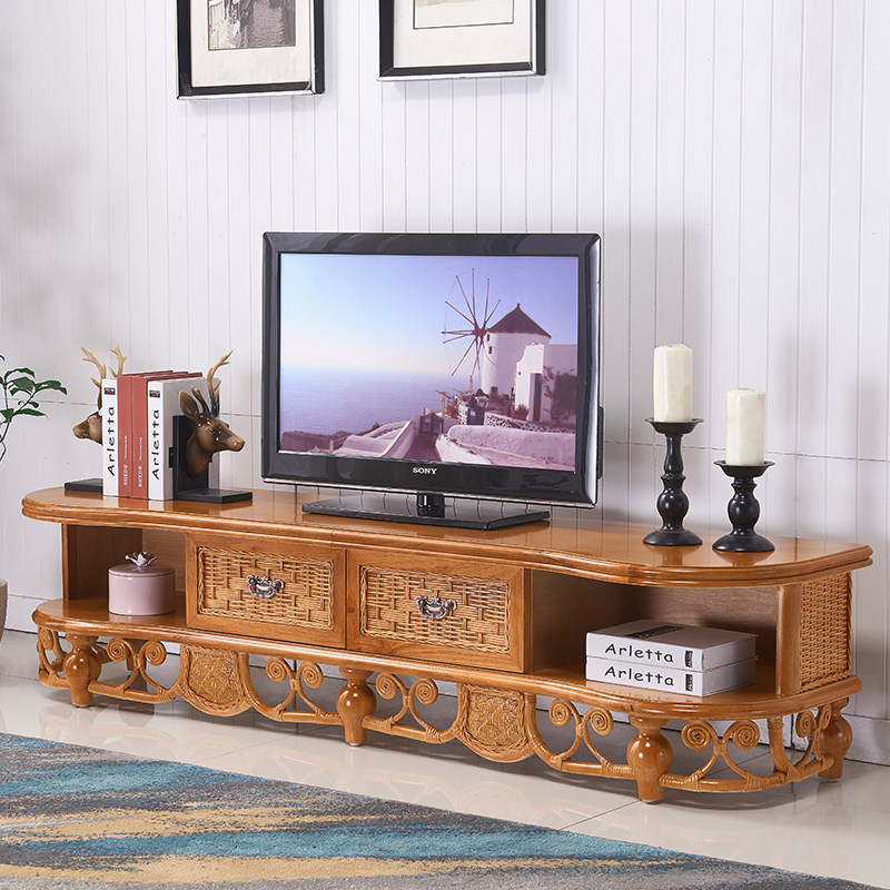 Rattan Furniture Vines SOLID WOOD TV CABINET 1 8 m SMALL FAMILY STYLE MODERN MINIMALIST LOCKERS LIVING-ROOM COMPOSITION 