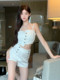 Hollin[Silhouette]Niche Designer Shorts Suit Women's Summer Petite Sweet and Spicy Suspender Two-Piece Set