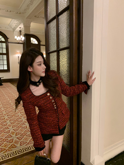 Hollinna New Year Outfit Woolen Tweed Jacket for Women Autumn/Winter 2025 New Style down Filled and Thickened