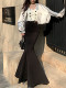 Hollin[Mermaid Ji]Skirt Black Hip Skirt High Waist Fishtail Skirt Women's Spring & Fall 2025 New Long Skirt