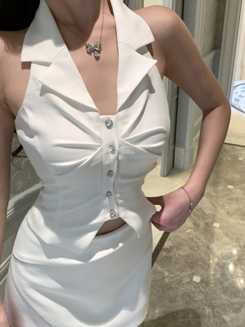 Hollin Sleeveless Halter Top Suit for Women Summer 2025 New Design Niche Hot Girl Skirt Two-Piece Set