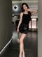 Hollin Twist Knot Satin Black Skirt for Women, Spring and Autumn 2025 New Style, Bodycon Skirt, Short Skirt