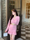 Hollin Twist Top Suit for Women Spring & Fall Tender Pink Slimming Look Sexy Sexy Short Long-Sleeved Top Hip Skirt
