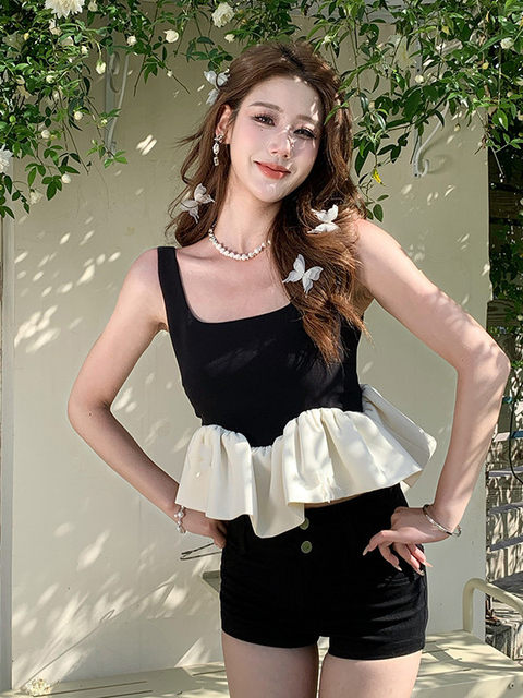 Hollin Cloud Butterfly Camisole Women's Summer 2025 New Design Slim Short U-Neck Sleeveless Top