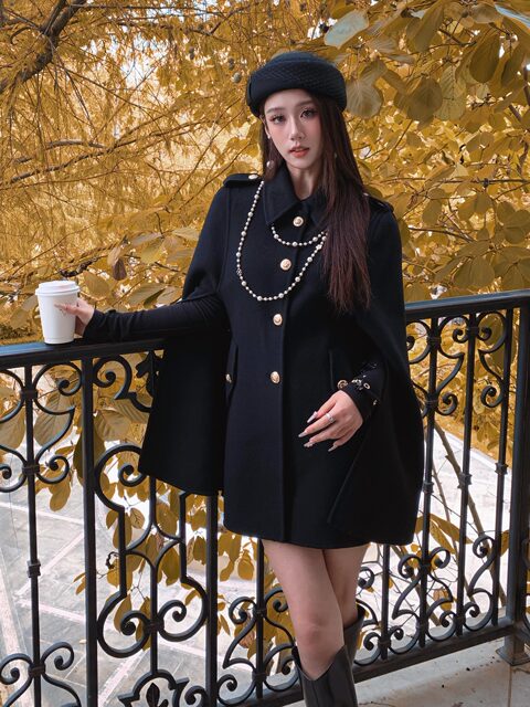 Hollinna Rich Girl Style 100% Wool Cape Coat Double-Sided Woolen Coat for Women Autumn and Winter 2025 New Style