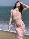 Hollinna Top with Straps, Pink Tube Top and Skirt Set for Women, New Summer Style, Beach Vacation, Socialite Two-Piece Set