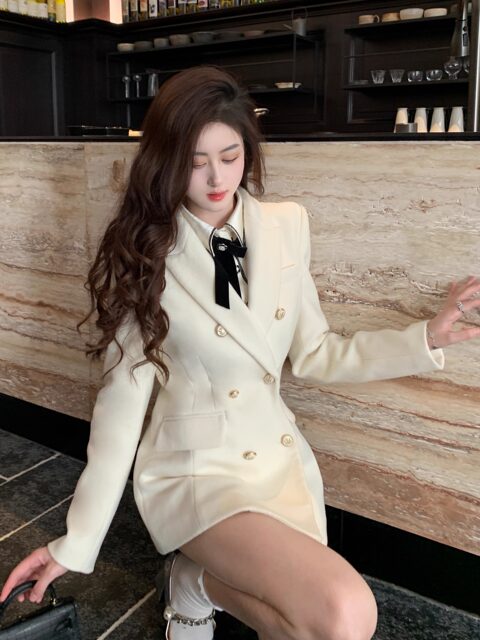 Hollinna Women's Wool Blazer with Regular Shoulders, Mid-Length for Autumn and Winter, 2025 New Style, Padded and Thickened for Warmth