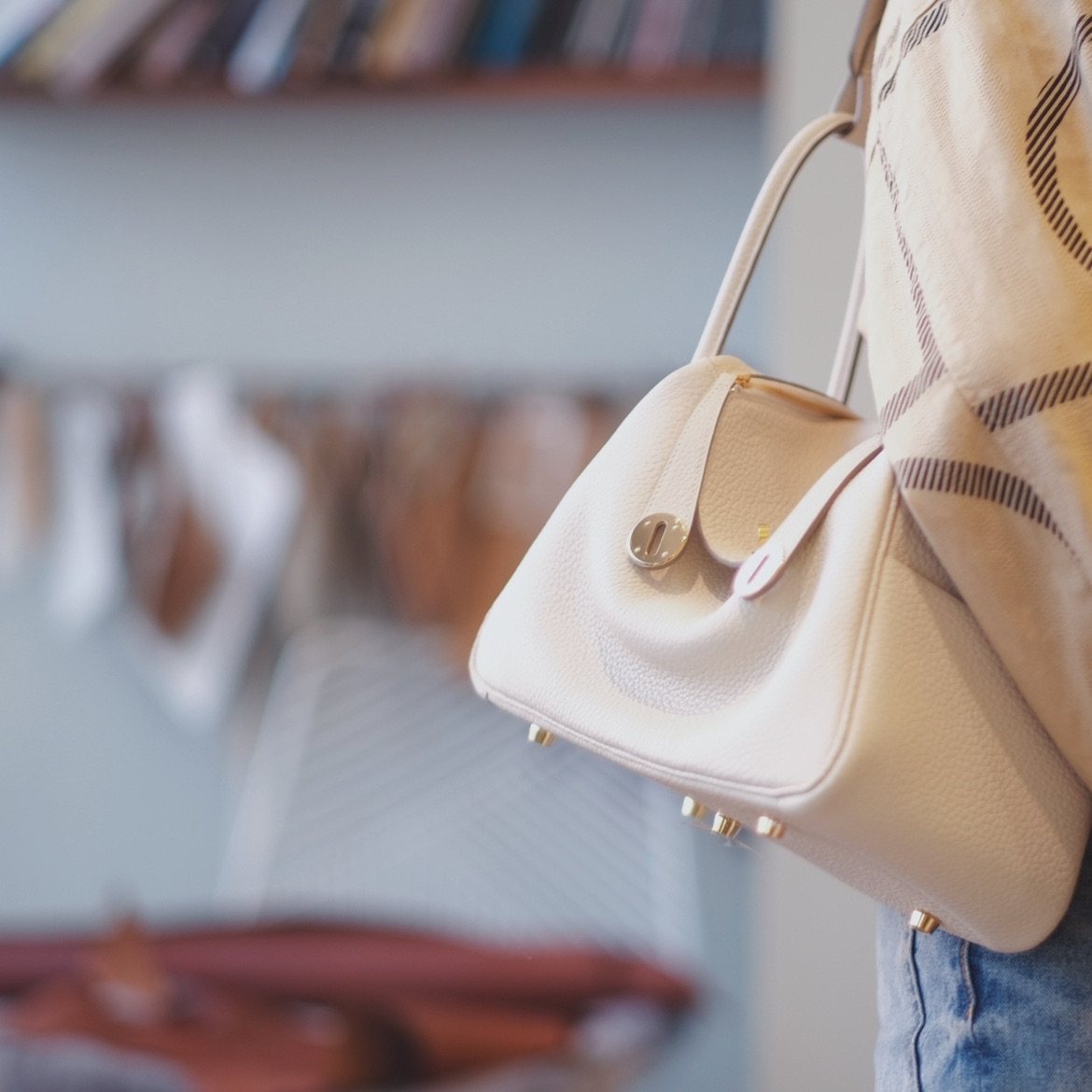 Elmhurst handmade customised hand carrying bag Single shoulder bag French classic lychee print