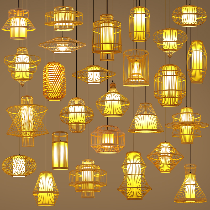 Woven Lantern Chandelier Chinese Hot Pot Restaurant Hotel Restaurant Bamboo Art Lamp Shop Commercial Homestay Tea Room Japanese Style Lighting