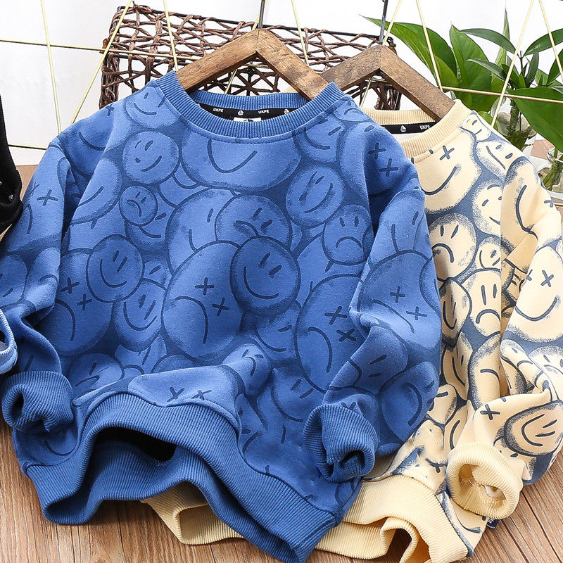 Children's cartoon sweater in the big boy's loose bottoming shirt 2022 spring and autumn new boys' pure cotton top pullover