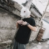 Rabbit Xiansen 2018 mới áo thun bé trai tay ngắn mùa hè áo thun đáy quần cổ tròn nửa tay áo mùa hè quần áo thủy triều áo thun thể thao nam Áo phông ngắn